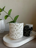 ROUND STRIPPED VASE - GREEN DOTS