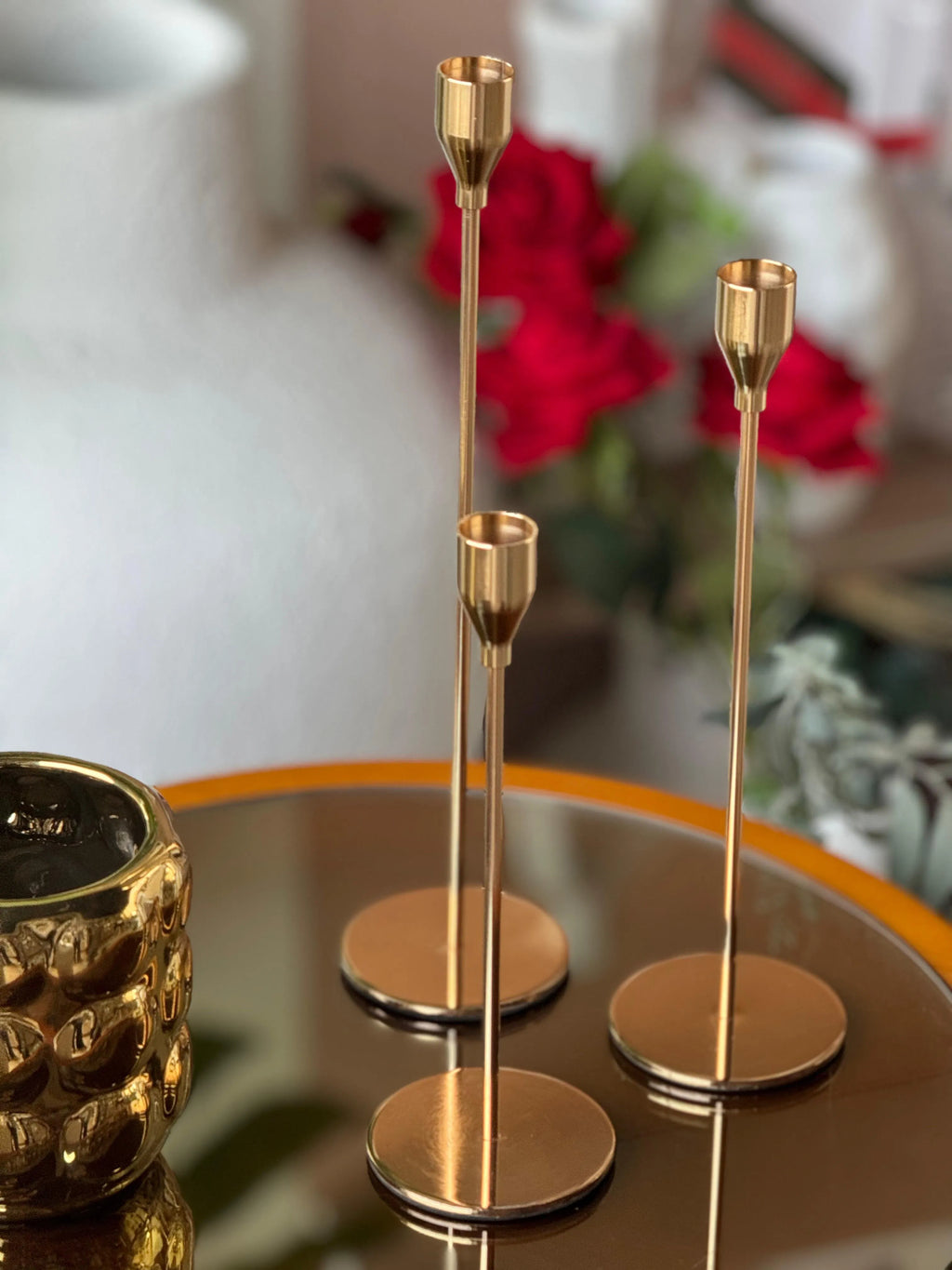 CANDLE HOLDER - GOLD STAINLESS STEEL