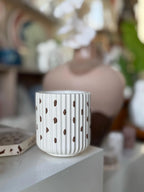 ROUND STRIPPED VASE - BROWEN DOTS