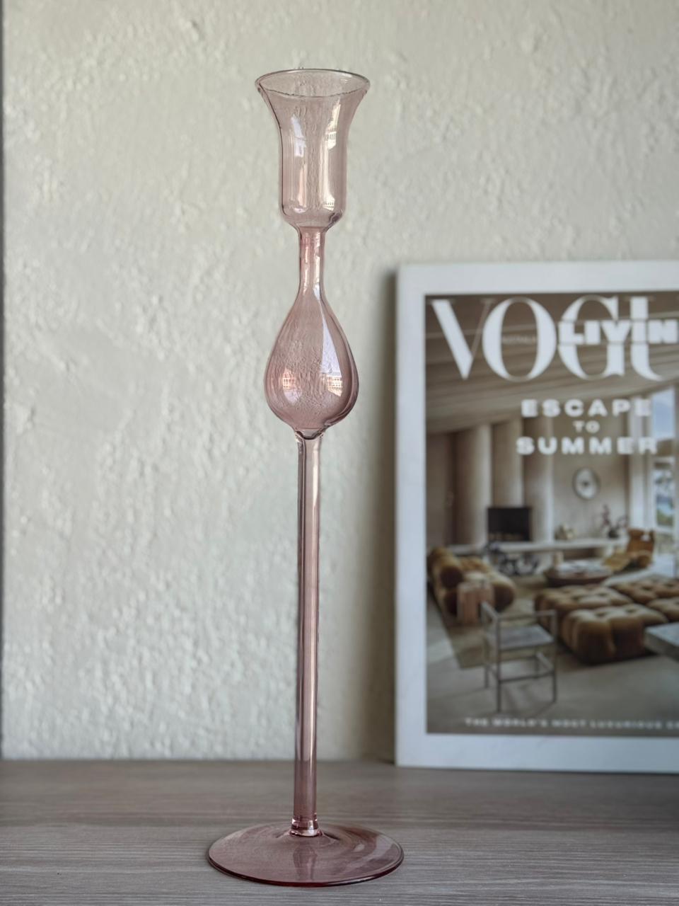 FLUTE CANDLE HOLDER PINK