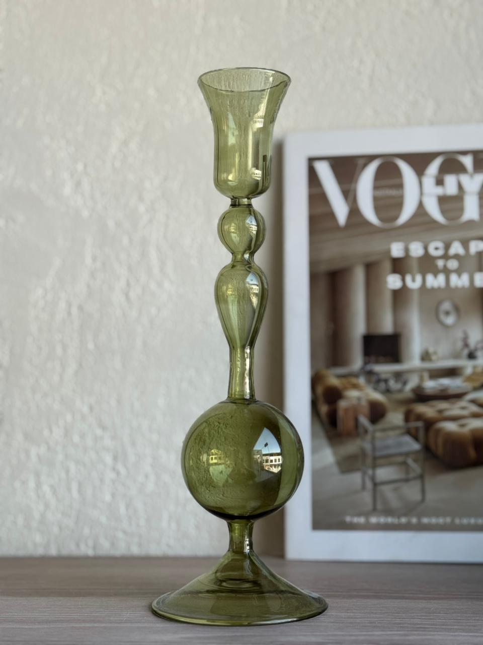 FLUTE CANDLE HOLDER SAGE